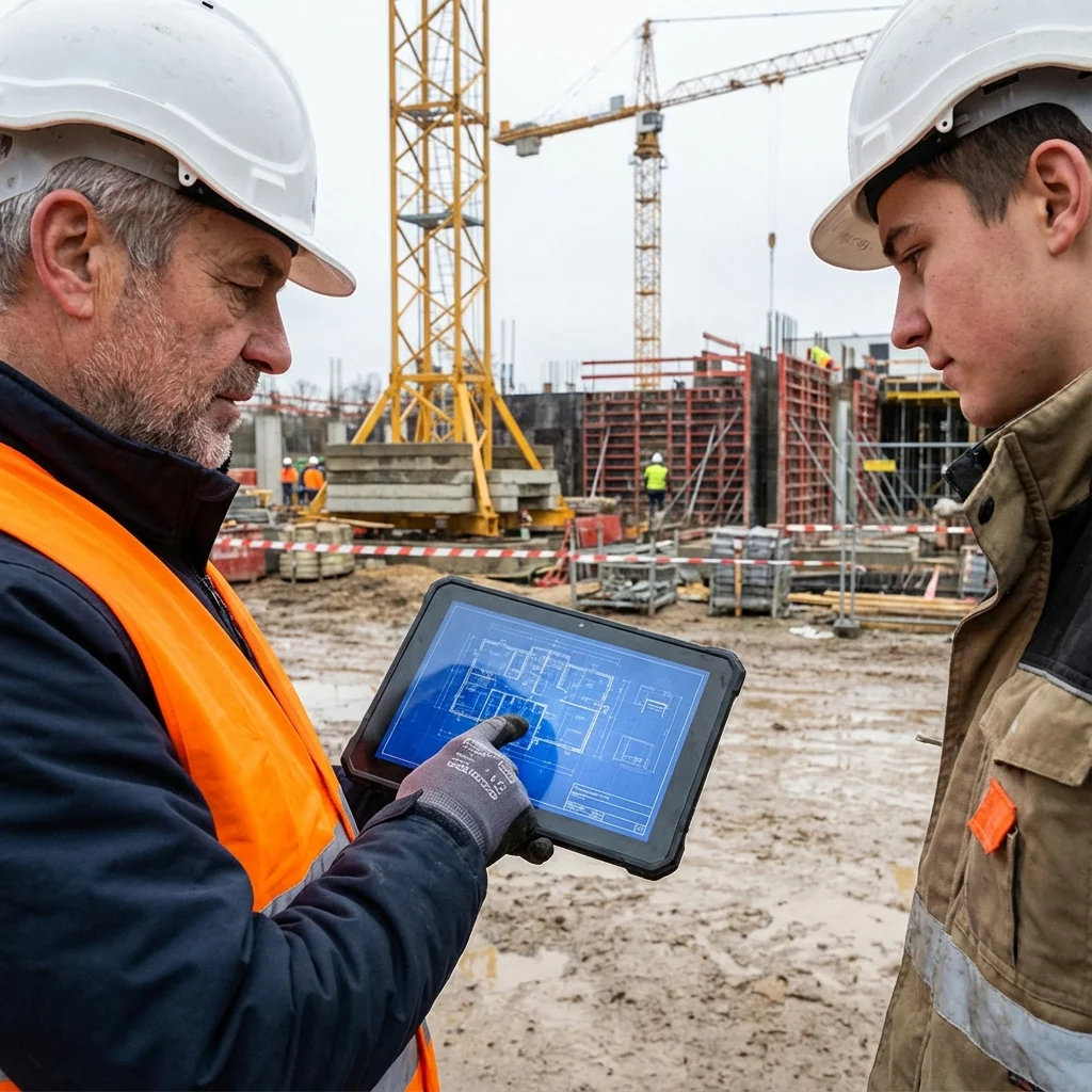 Chef de chantier avec tablette