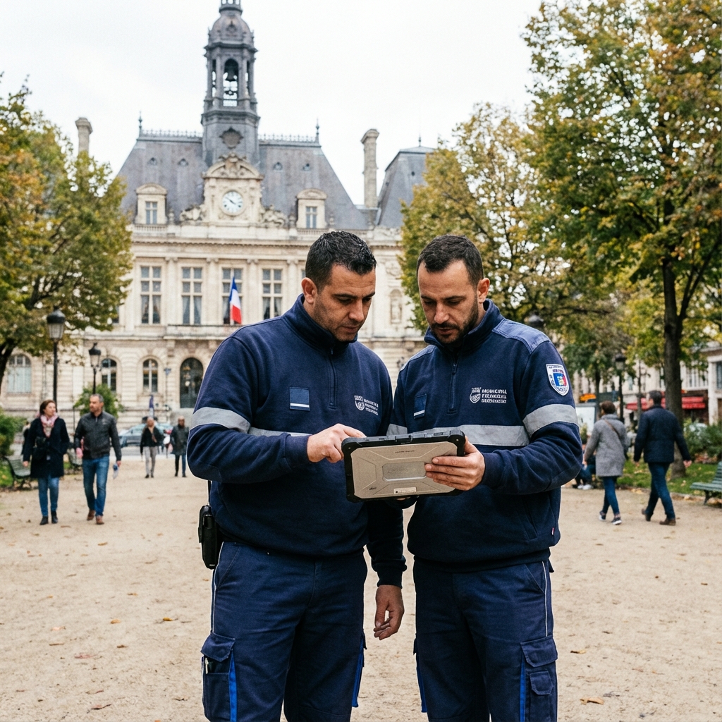 Agents municipaux en intervention