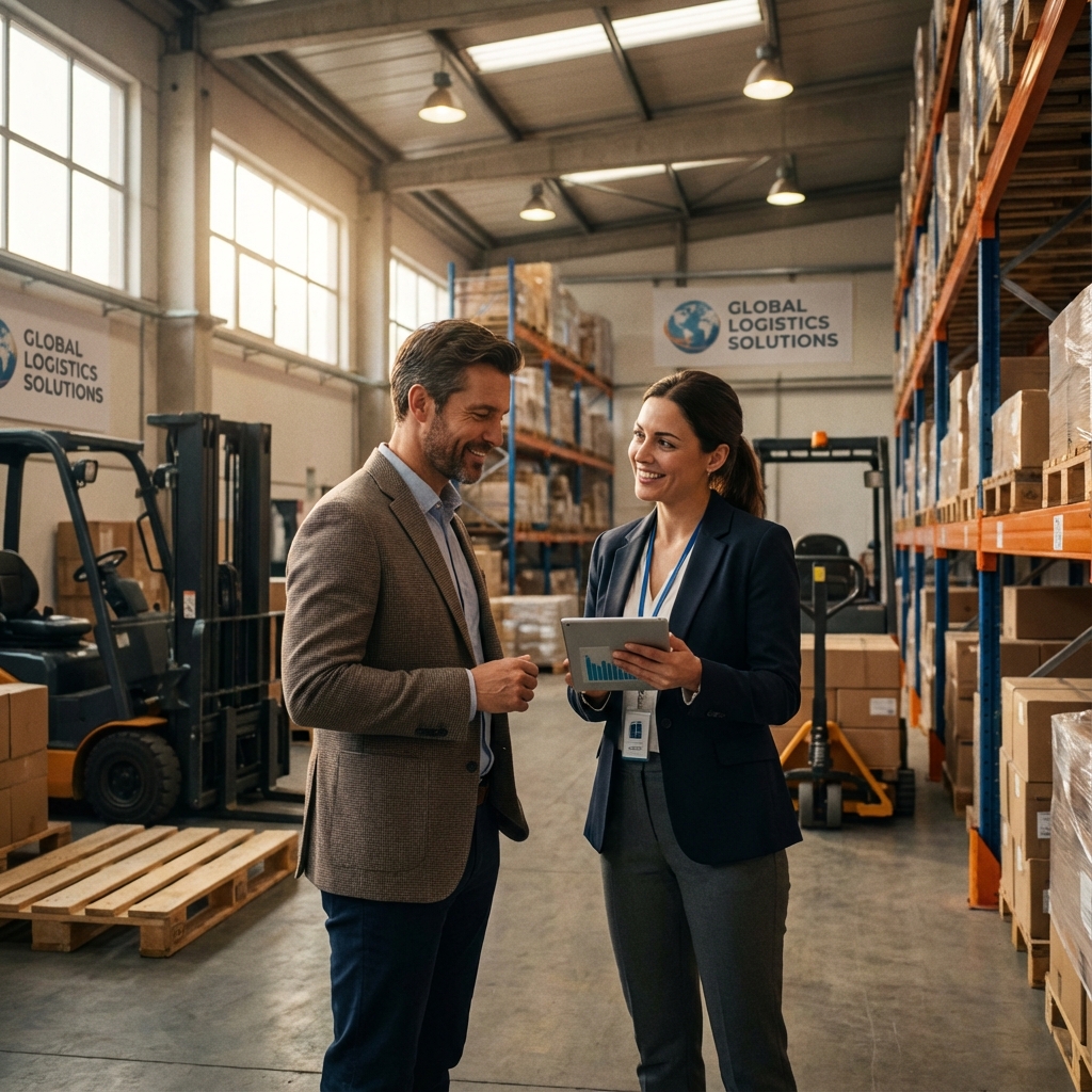 Commercial utilisant une tablette chez un client